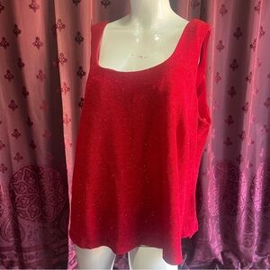 3/$20 Vintage Nineties Elegance Red Sparkly Sleeveless Top Size 3X